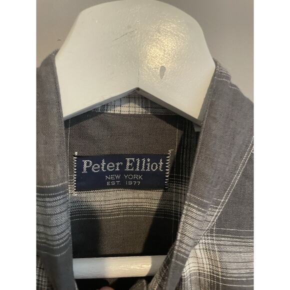 Peter Elliot Shirt Men’s Large Button Up Linen Blend Long‎ Sleeve Plaid - Picture 4 of 7